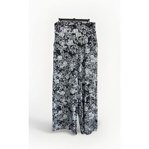 Kira Grace Black Floral High Waisted Wide Leg Pants Women's Large Made in USA